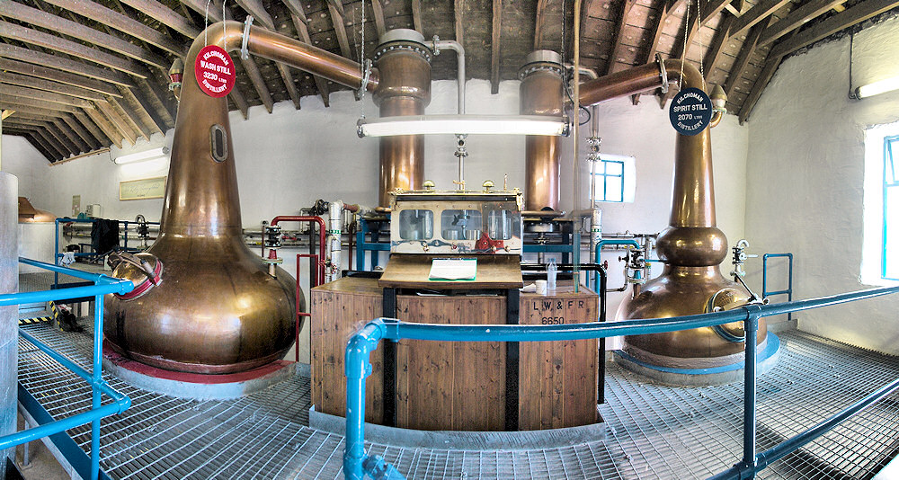 Panoramic picture of a farm distillery still house