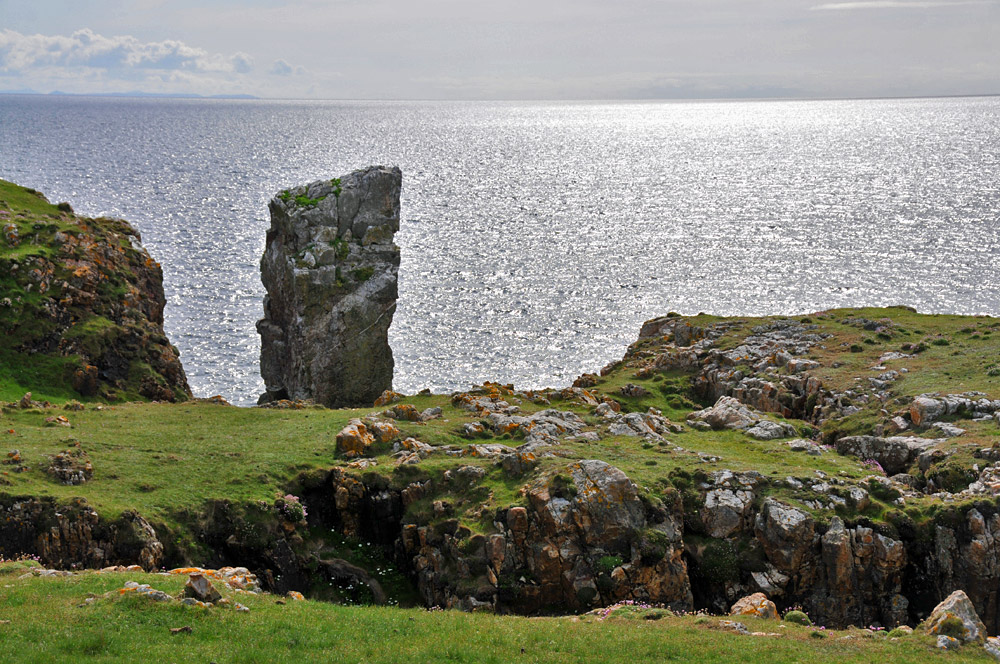 Picture of a view approaching a sea stack on a coastal walk