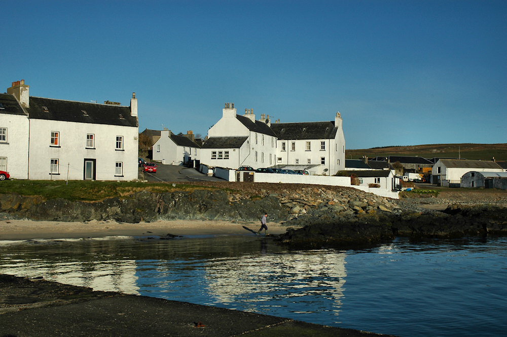 Picture of a coastal village on a sunny April morning with clear blue skies
