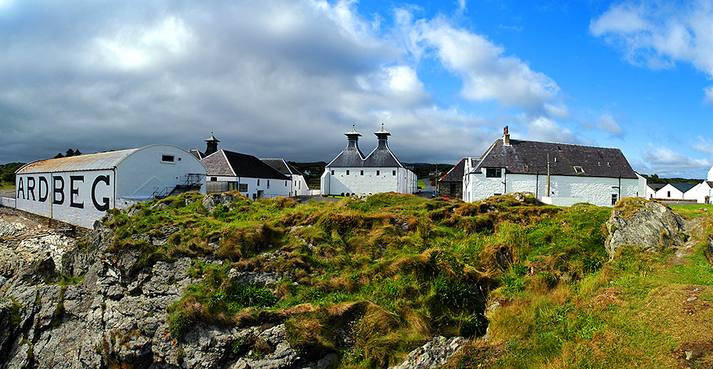Panoramic picture of Ardbeg distillery on Islay