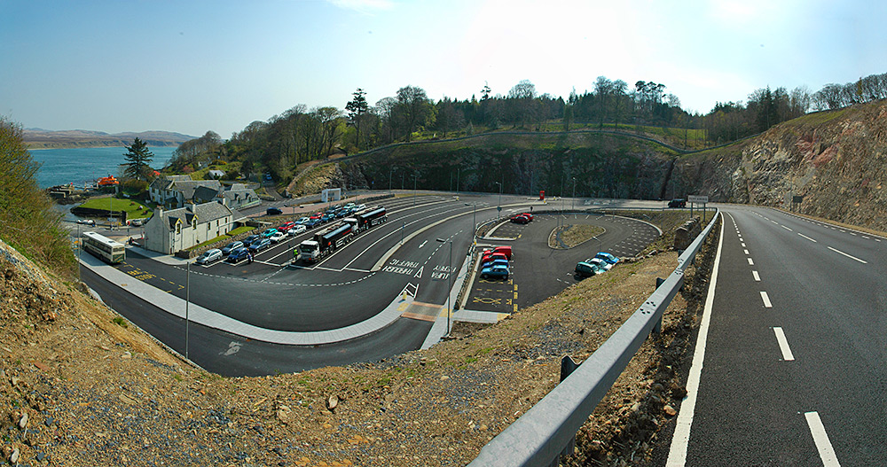 Panoramic picture of a waiting/marshalling area for a ferry