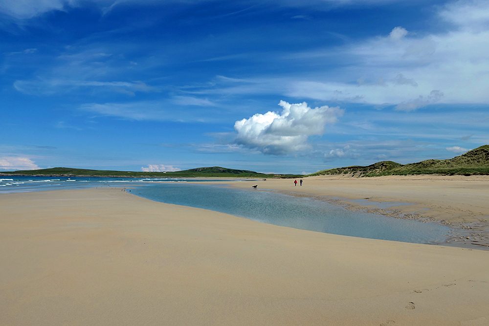 Picture of a beach with sandbanks and water inlets