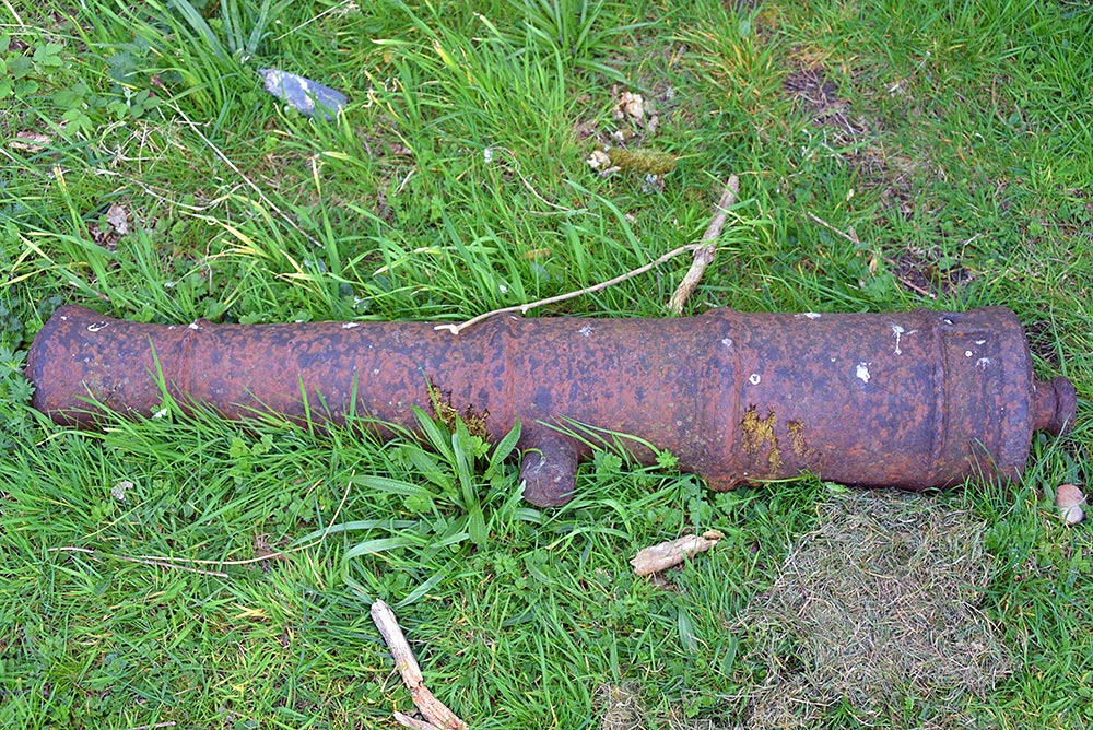Picture of a rusty old cannon lying on the ground