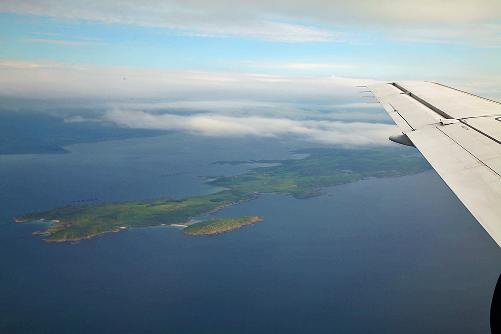 Picture of an island (Isle of Gigha) seen from a passing plane