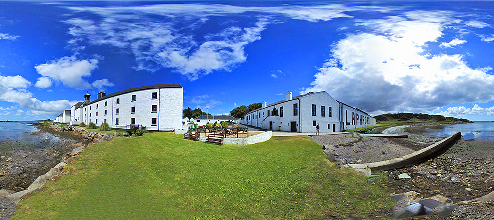 Panoramic 360° picture of Laphroaig distillery on Islay