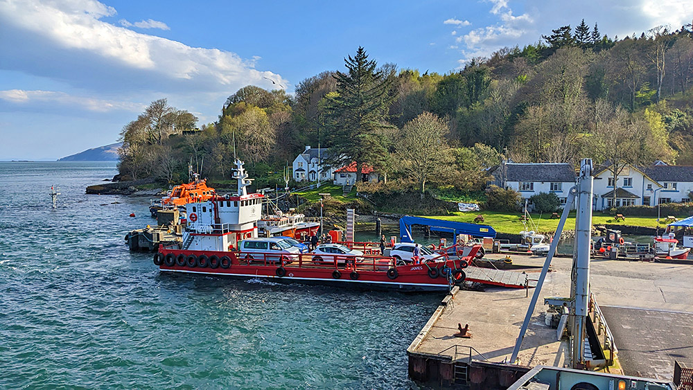 Picture of a small red ferry called James