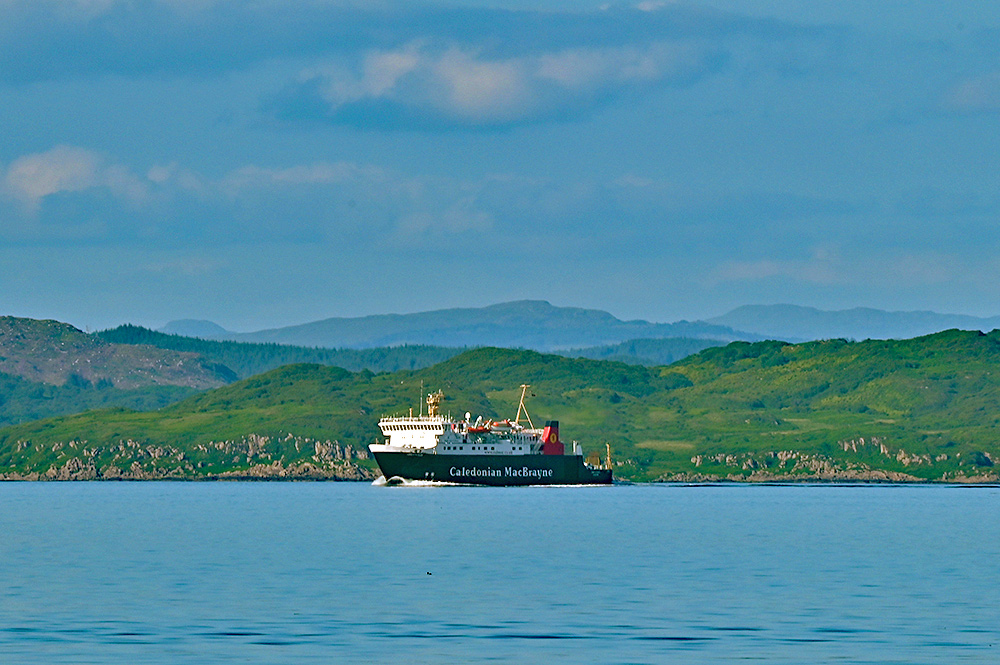 Picture of the Calmac ferry MV Lord of the Isles in bright June sunshine