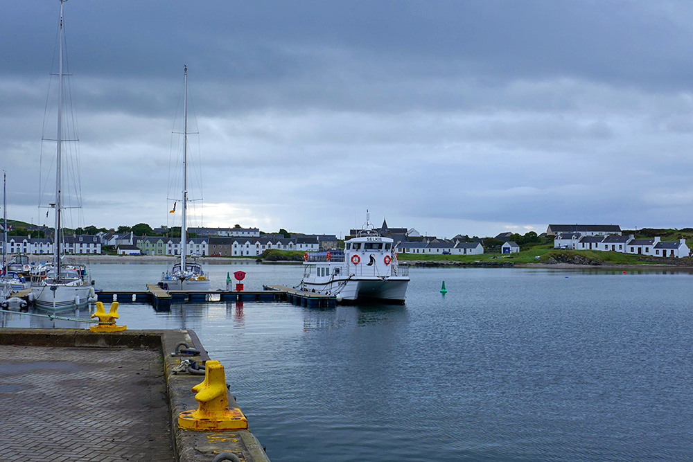 Picture of a view from a pier over a marina at a coastal village